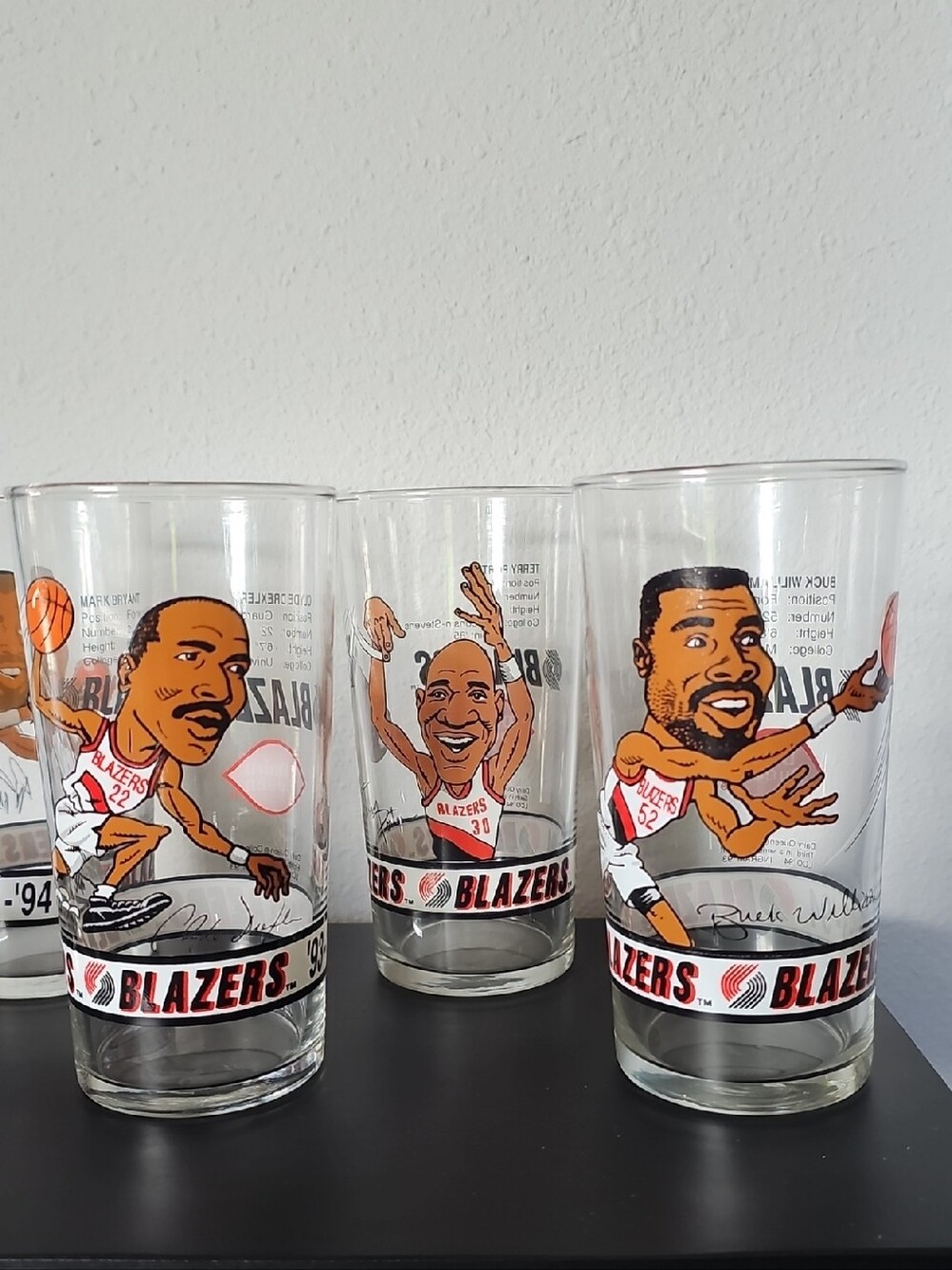 Portland Trail Blazers Vintage Player Glasses - Set of 3